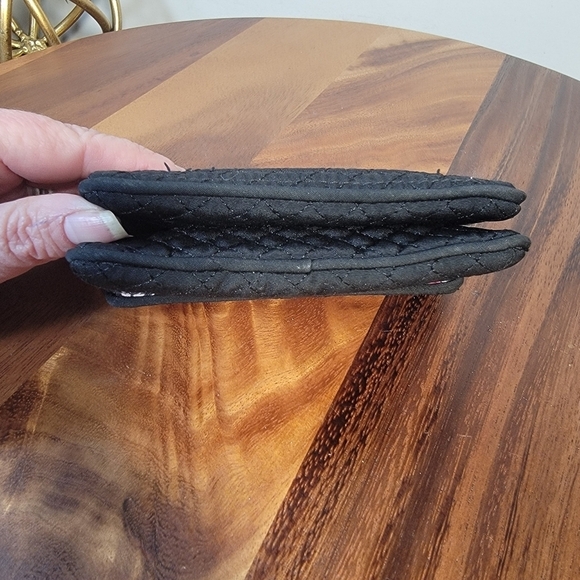 Vera Bradley Black Quilted Wallet with ID slot and flap snap pocket - Picture 6 of 16